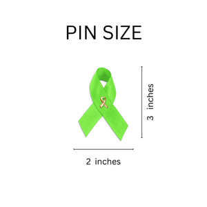 Satin Lime Green Awareness Ribbon Pins - The Awareness Company