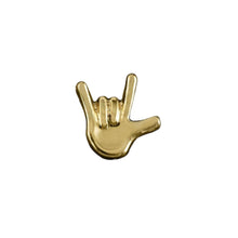 Load image into Gallery viewer, Small Gold Deafness I Love You Sign Language Symbol Tac Pins Wholesale