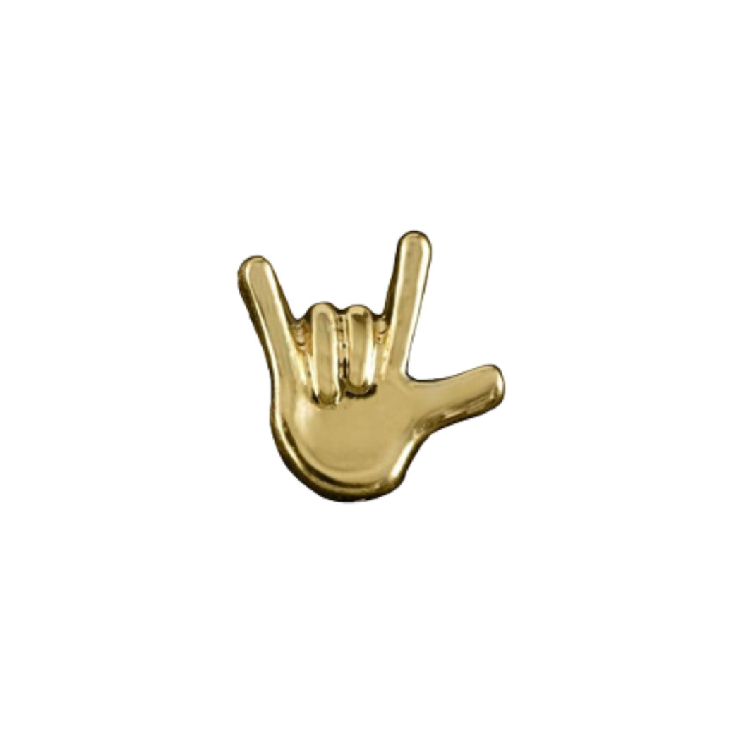 Small Gold Deafness I Love You Sign Language Symbol Tac Pins Wholesale