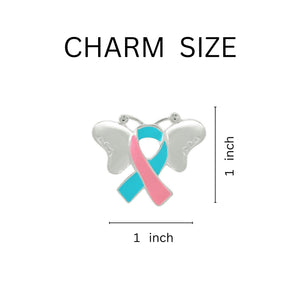 Pink & Teal Ribbon Awareness Butterfly Pins - The Awareness Company
