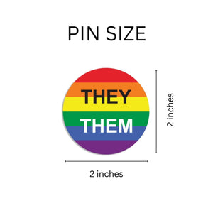 They/Them Pronoun Rainbow Flag Striped Button Pins - The Awareness Company