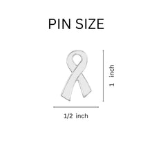 Load image into Gallery viewer, Large Flat White Ribbon Tac Pins Wholesale, Lung Cancer Awareness