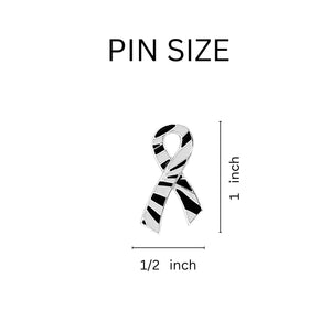 Black and White Zebra Print Ribbon Pins, Rare Disease, EDS, hEDS