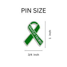 Load image into Gallery viewer, Bulk Mental Health Awareness Ribbon Pins, Green Mental Health Ribbons - The Awareness Company