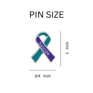 Bulk Purple & Teal Ribbon Suicide Awareness Pins, Suicide Ribbon Lapel Pins - The Awareness Company
