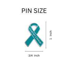 Load image into Gallery viewer, Bulk Ovarian Cancer Ribbon Pins Wholesale, Teal Ovarian Cancer Ribbons - The Awareness Company