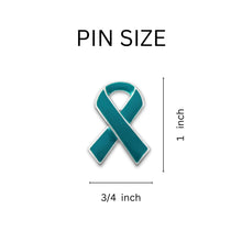 Load image into Gallery viewer, Teal Ribbon Pins in bulk for Ovarian Cancer, Teal Rape Awareness Pins - The Awareness Company