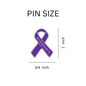 Bulk Alzheimer's Awareness Ribbon Pins, Purple Alzheimers Ribbons - The Awareness Company