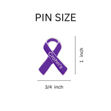 Load image into Gallery viewer, Bulk Crohn&#39;s Disease Ribbon Pins, Purple Crohn&#39;s Ribbons - The Awareness Company