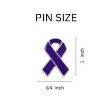 Load image into Gallery viewer, Bulk Purple Ribbon Awareness Pins for Alzheimer&#39;s Awareness, Cancer, Domestic Violence - The Awareness Company