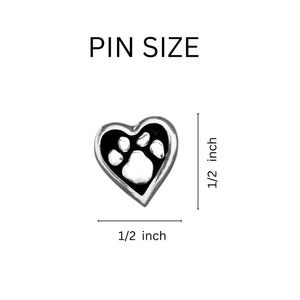 Bulk Paw Print Heart Lapel Pins for Animal Rescue, Adoption Fundraising