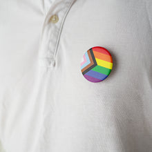 Load image into Gallery viewer, Round Daniel Quasar &quot;Progress Pride&quot; Rainbow Flag Pins - The Awareness Company