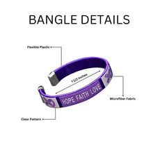 Load image into Gallery viewer, Bulk Adult Size Purple Ribbon Bangle Bracelets - The Awareness Company