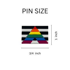 Straight Ally Rectangle Flag Silicone Pins - The Awareness Company