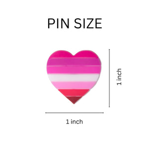 Silicone Lesbian Pride Heart Pins - The Awareness Company