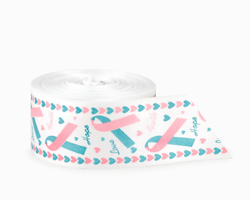 Pink & Teal Satin Ribbon By The Yard - The Awareness Company