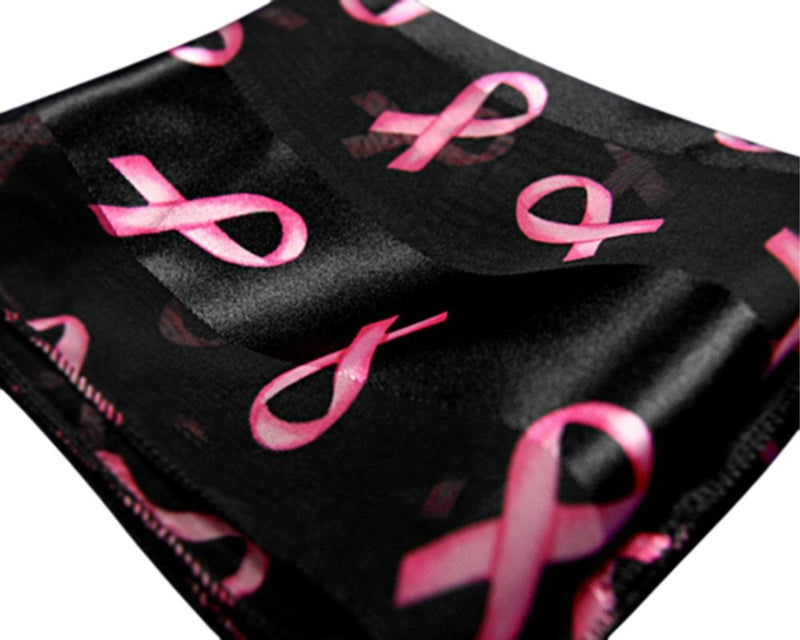 25 Pink Ribbon Scarves in Black (25 Scarves) - The Awareness Company