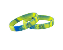 Load image into Gallery viewer, Blue &amp; Yellow Silicone Bracelets for Down Syndrome, Ukraine - The Awareness Company