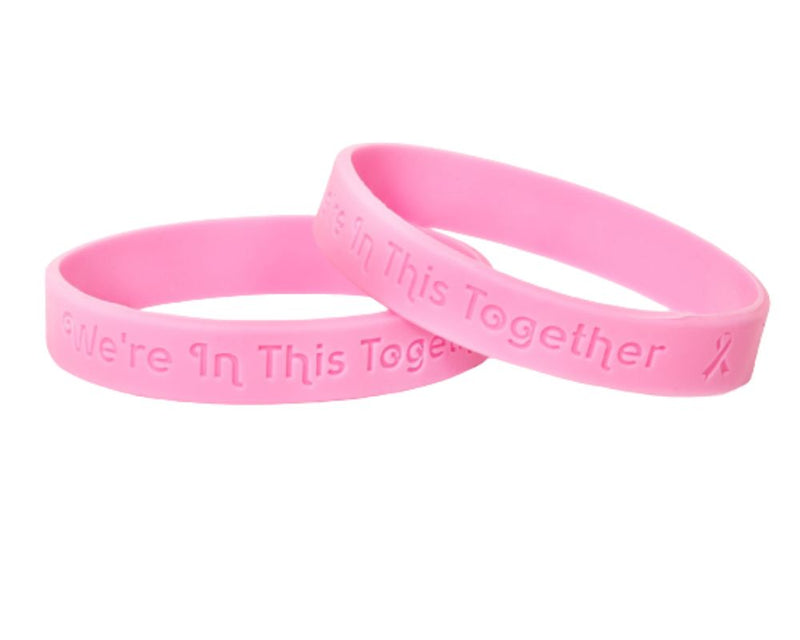 We're in This Together Pink Silicone Bracelets for Breast Cancer Fundraising - The Awareness Company