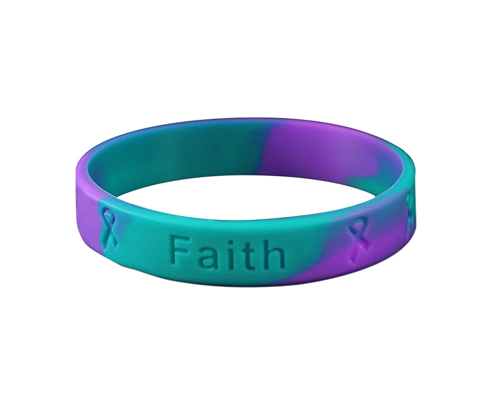 Teal & Purple Silicone Bracelets for Suicide, Sexual Assault - The Awareness Company
