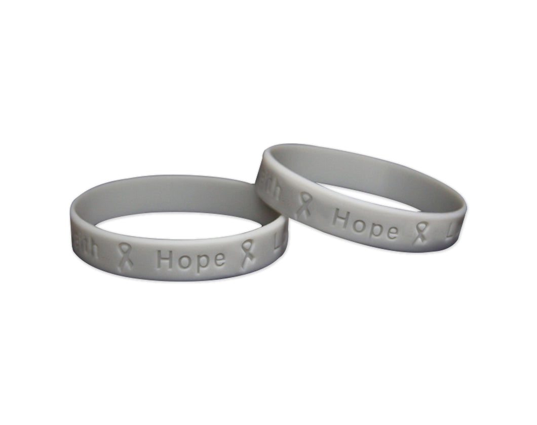 Gray Silicone Bracelets for Brain Cancer, Brain Tumors, Gray Ribbon Wristbands - The Awareness Company