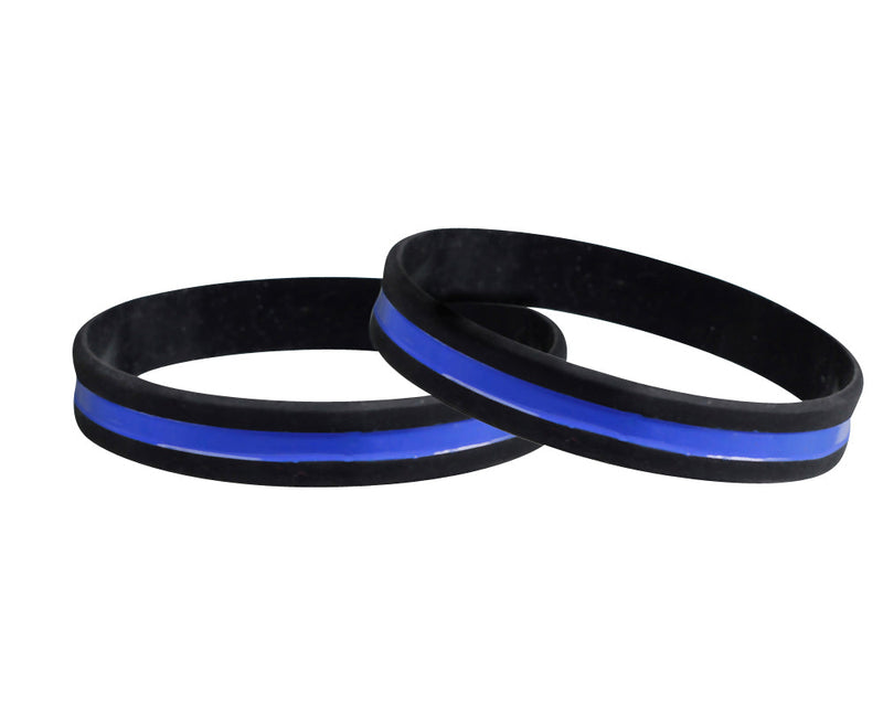 Thin Blue Line Police Support Silicone Bracelets - The Awareness Company