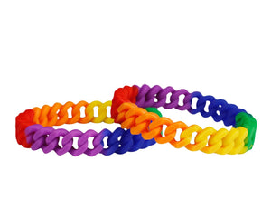 Rainbow Chain Link Silicone Bracelets, Gay Pride Wristbands for PRIDE Parades - The Awareness Company