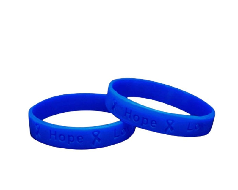 Bulk Kids Dark Blue Silicone Bracelets for Child Abuse, Colon Cancer - The Awareness Company