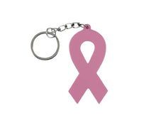 Load image into Gallery viewer, Bulk Silicone Pink Ribbon Keychains for Breast Cancer Fundraising - The Awareness Company