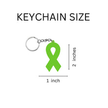 Load image into Gallery viewer, Lime Green Silicone Ribbon Keychains, Lymphoma, Lyme Disease - The Awareness Company