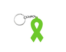 Load image into Gallery viewer, Lime Green Silicone Ribbon Keychains, Lymphoma, Lyme Disease - The Awareness Company