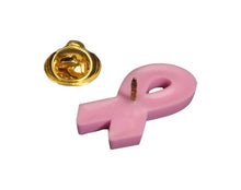 Load image into Gallery viewer, Bulk Pink Silicone Ribbon Pins, Inexpensive Pink Breast Cancer Pins