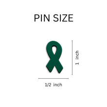 Load image into Gallery viewer, Bulk Green Silicone Ribbon Pins, Mental Health, Organ Donation Awareness 