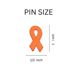 Orange Silicone Ribbon Pins Wholesale, Bulk Awareness Giveaways