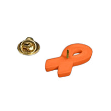 Load image into Gallery viewer, Orange Silicone Ribbon Pins Wholesale, Bulk Awareness Giveaways