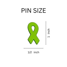 Load image into Gallery viewer, Lime Green Silicone Ribbon Pins, Bulk Awareness Event Giveaways