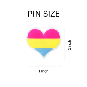 Bulk Pansexual Flag Heart Pins, Inexpensive Pansexual Pins