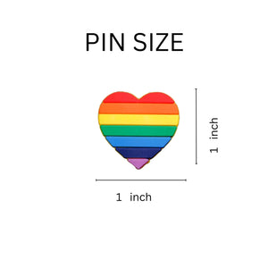 Bulk Rainbow Flag Heart Pins, Inexpensive Gay Pride Pins