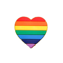 Load image into Gallery viewer, Bulk Rainbow Flag Heart Pins, Inexpensive Gay Pride Pins