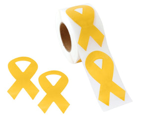 Large Gold Ribbon Stickers Wholesale, Childhood Cancer Awareness