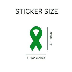 Large Green Ribbon Stickers, Mental Health, Bipolar Disorder 
