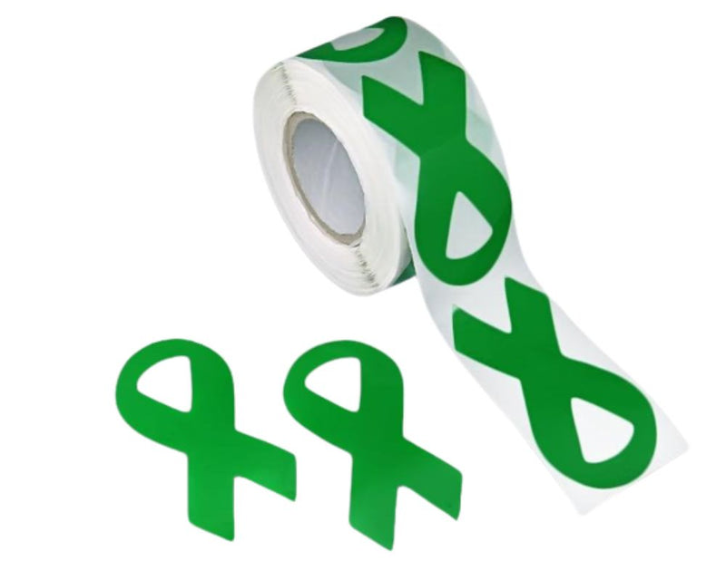 Large Green Ribbon Stickers, Mental Health, Bipolar Disorder 