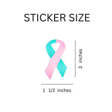 Load image into Gallery viewer, Large Pink and Teal Ribbon Stickers, Hereditary Breast Cancer Awareness Stickers