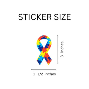 Large Autism Awareness Ribbon Shaped Awareness Stickers