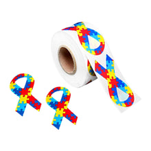 Load image into Gallery viewer, Large Autism Awareness Ribbon Shaped Awareness Stickers