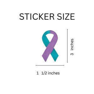 Large Teal and Purple Ribbon Stickers, Sexual Assault Awareness