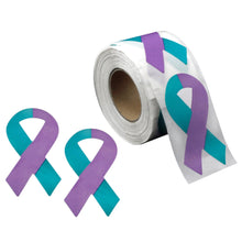 Load image into Gallery viewer, Large Teal and Purple Ribbon Stickers, Sexual Assault Awareness
