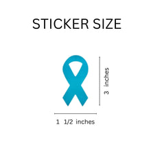 Load image into Gallery viewer, Large Teal Ribbon Stickers for Ovarian Cancer, PTSD Awareness