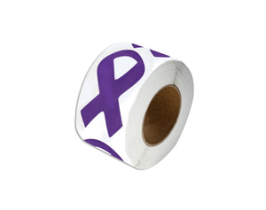 Large Purple Ribbon Stickers Wholesale, Cancer Awareness Stickers