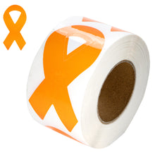 Load image into Gallery viewer, Large Orange Ribbon Stickers Wholesale, Leukemia Awareness Labels